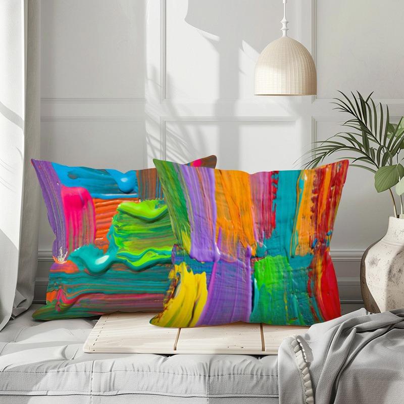 Colorful Pigment Printed Pattern Home Decor Pillowcase Bedroom Living Room Sofa Decoration Polyester Cushion Cover With Zipper
