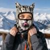 Soft Stretch Ski Balaclava Cute Animal Cat Balaclava Eye-Catching Animal Face Covering  Motorcycle