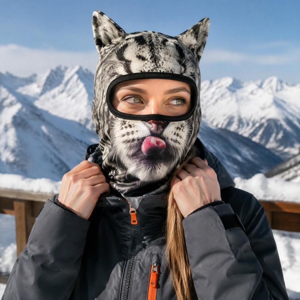 Soft Stretch Ski Balaclava Cute Animal Cat Balaclava Eye-Catching Animal Face Covering  Motorcycle
