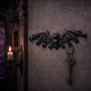 Key Holder Hook Bat Wall Hooks, Black Cast Iron Gothic Coat Rack with 2 Prongs, Rustic Metal Hanging Organizer for Keys Hats Scarves, Industrial Home