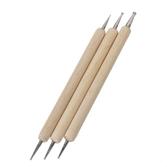 Puntos 3 Pcs Ball Styluses Tools Set for Embossing Pattern DIY Clay Sculpting Modeling