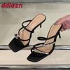 Mode Luxus Schuhe Strasssteine Damen Dünne Absätze Pumps Schuhe Weibliche Pantoletten Eckige Zehenpartie Mode Seide Damen High Heels Schuhe