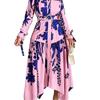 European and American Plus Size Women's Irregular Lapel Dress with Temperament Print