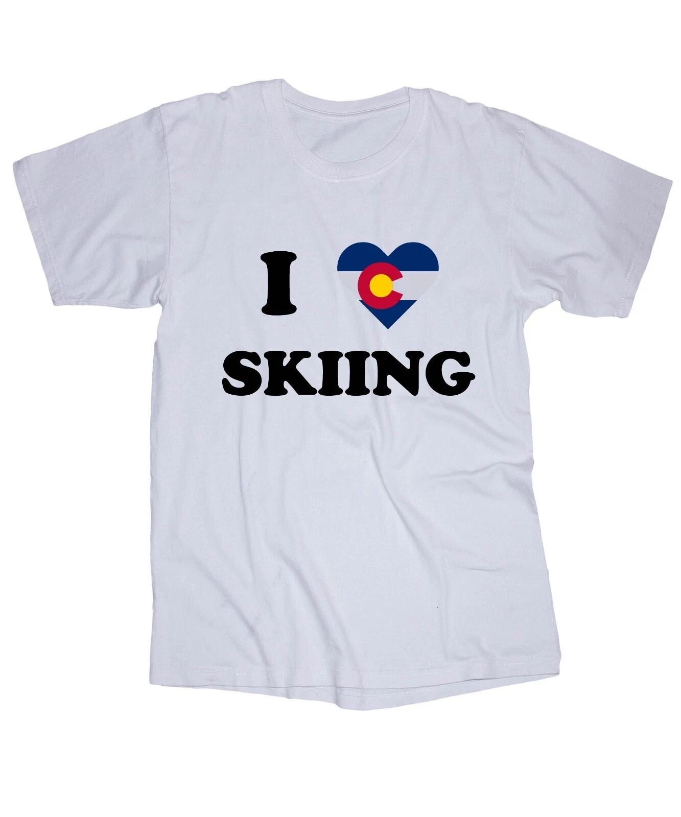 

I love Colorado Skiing riding mountains Aspen Steamboat white T-shirt 4XL