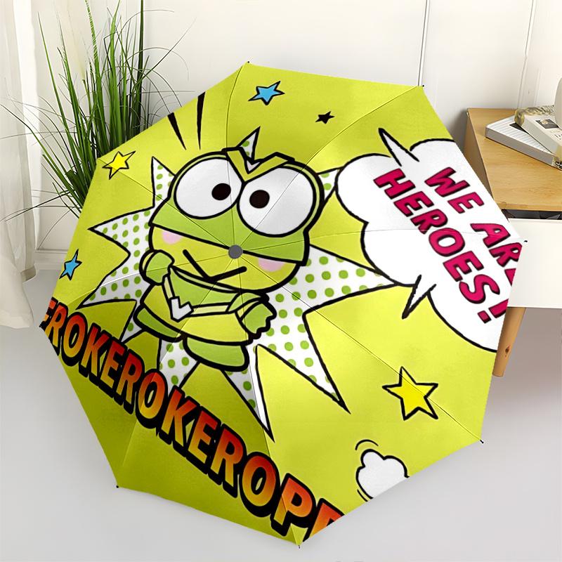 

1pc Kerokeroppi Superhero Umbrella - Automatic Opening & Closing, Portable 3-Fold Design, 8-Rib Iron Frame Outdoor Umbrella, Perfect Gift for Fans, Tr