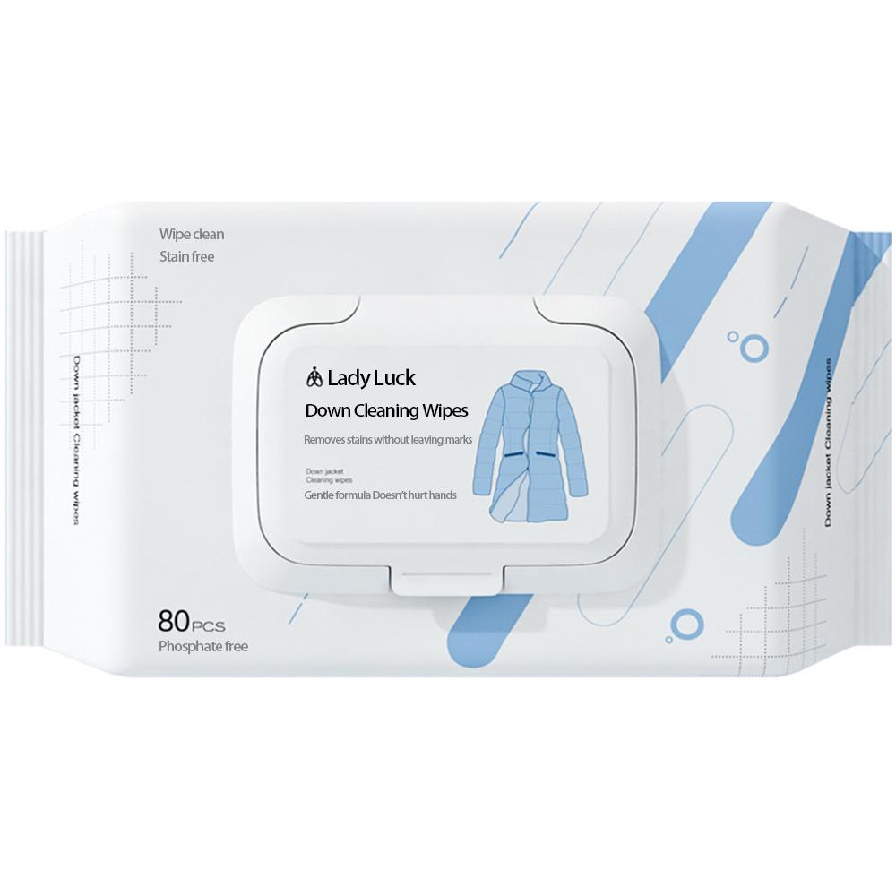 Lucky Goddess Family Pack 80-Piece Down Jacket Cleaning Wipes - Decontamination, No Water Needed.