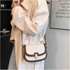 Classic Two-Tone Crossbody Sling Bag for Women Girl in Leather Beige and Brown