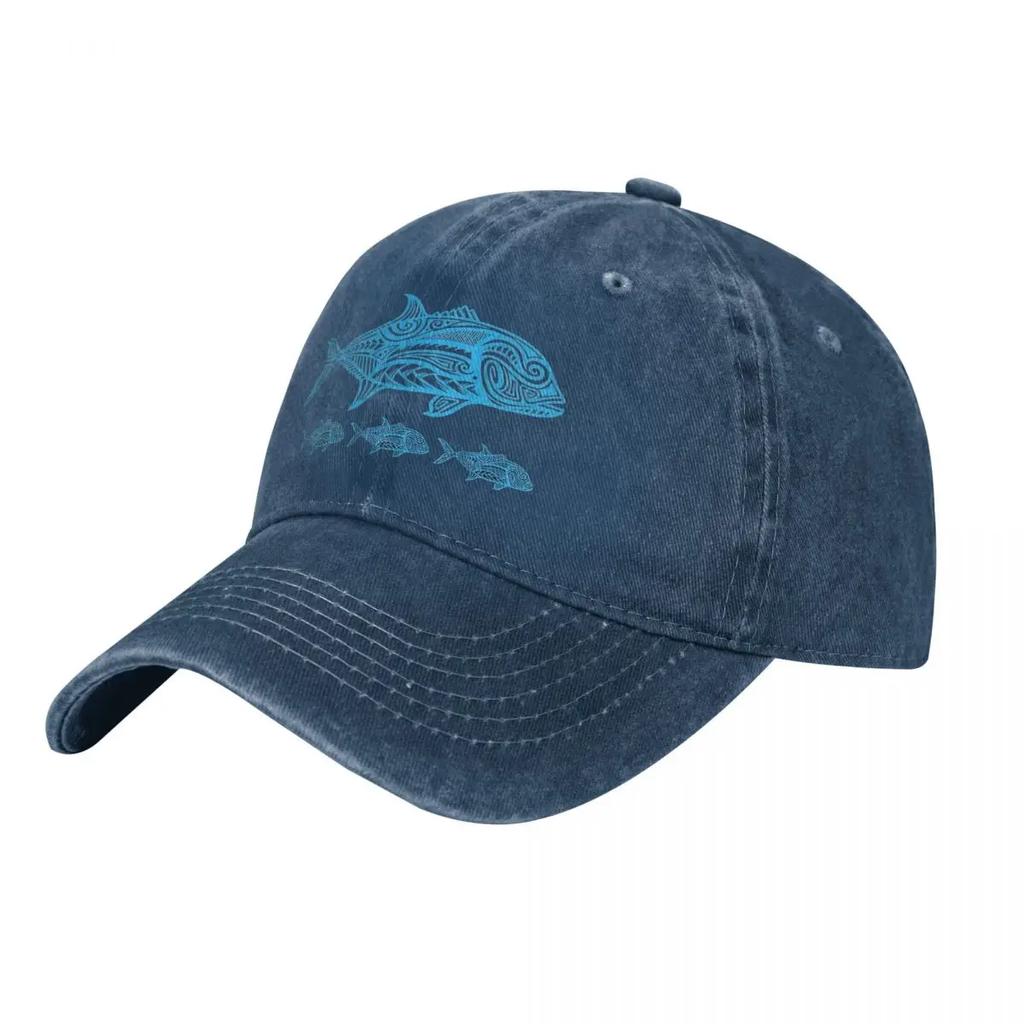 Hawaiian Tribal Ulua Fishing demin Trucker Hat Breathable Design Golf Hat Mens Baseball Cap