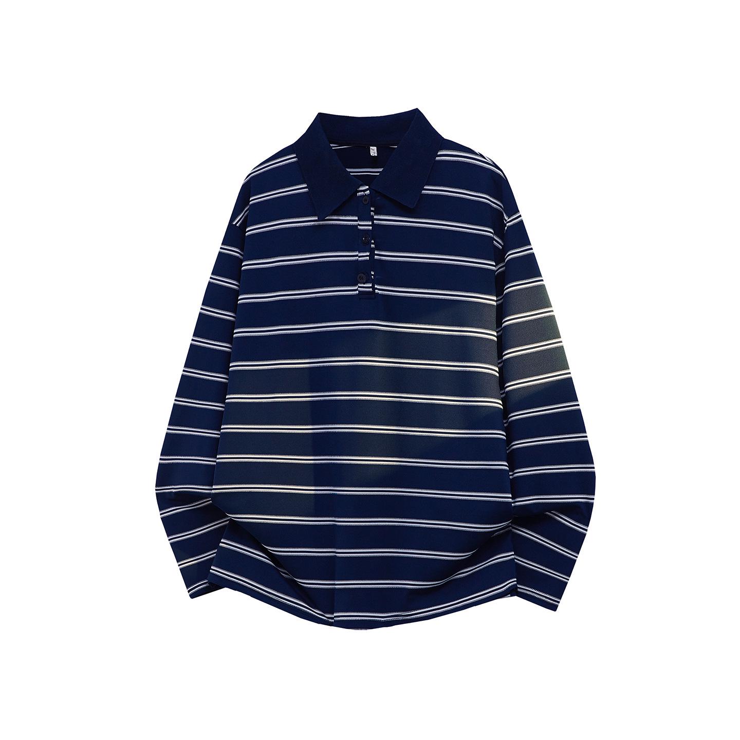 

Cross Stripe Long Sleeve Lapel Hoodie, Hong Kong Style Base Layer 3XL темно-синий