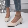 Fashion single shoes thick heel not tired feet high heels spring new fashion work small leather shoes