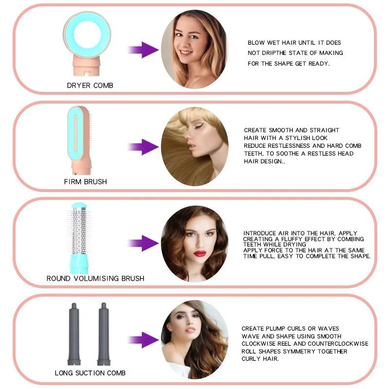 5 In 1 Hair Dryers Multi-purpose Hot Air Comb Professional Air Hair Styler Hair Curling Straightening Hot Air Brushes