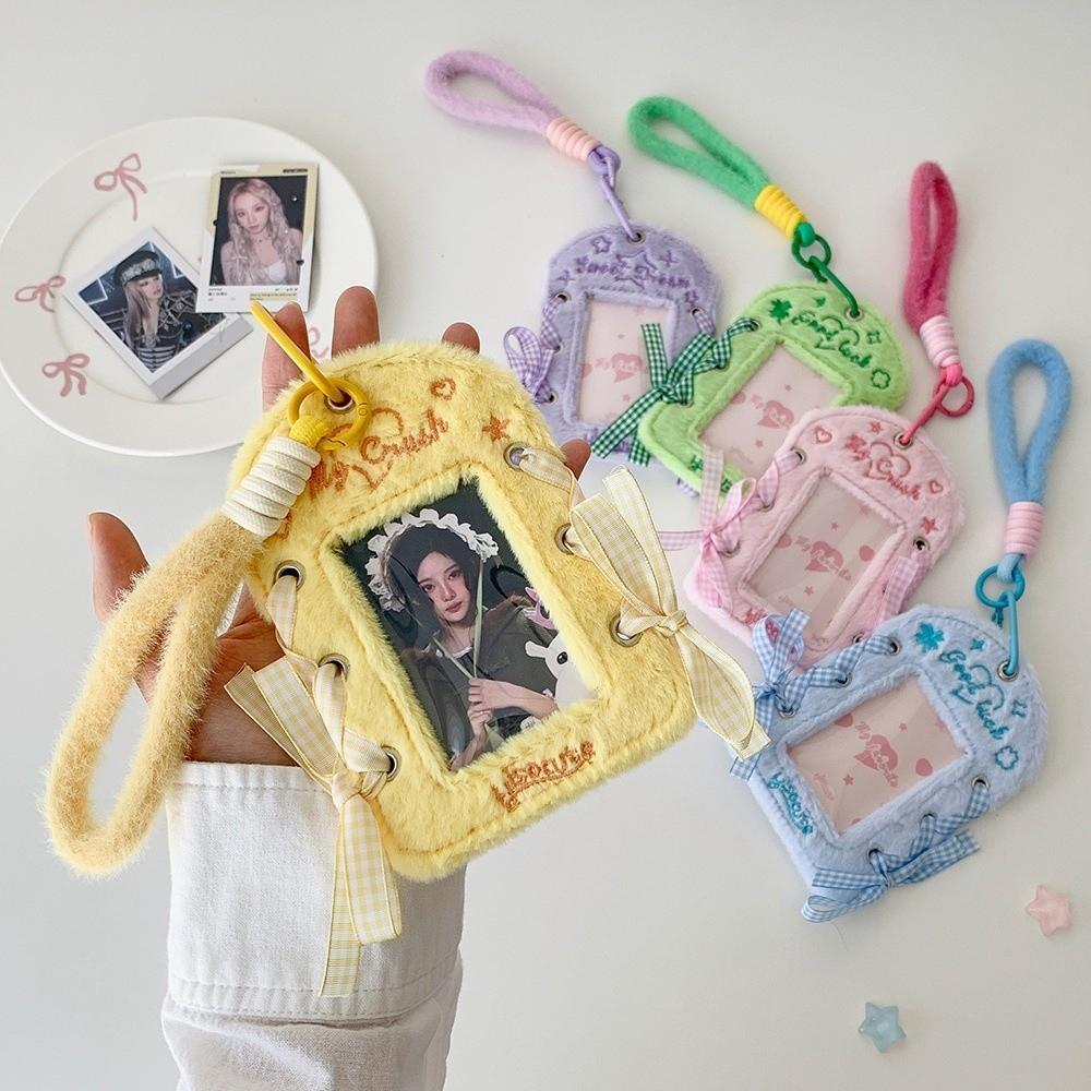 Photocard Holder Keychain Ribbon Bowknot Hanging Decoration Campus Card Protective Cover Ballet Style ID Badge Holder