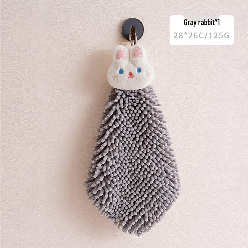 Cartoon Quick-Dry Chenille Towel for Kitchen & Bath, Wall-Mounted & Water-Absorbing