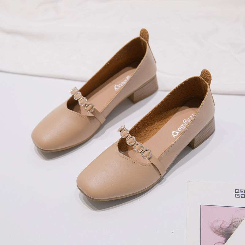 

2025 новая женская обувь весна и лето обувь Doudou модная универсальная средний каблук одинарная обувь женские балетки рабочая обувь для мамы 40