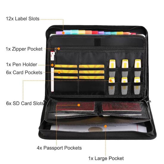 Expandable Fireproof File Folder Large Capacity Accordion File Folder with 13 Label Slots And Lock Waterproof Dustproof A4 Document Organizer