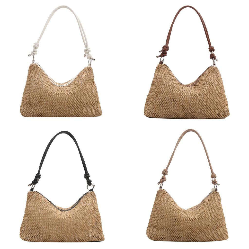 Handwoven Tote Bag Fashion Retro Straw Weaving Large Capacity For Daily Use