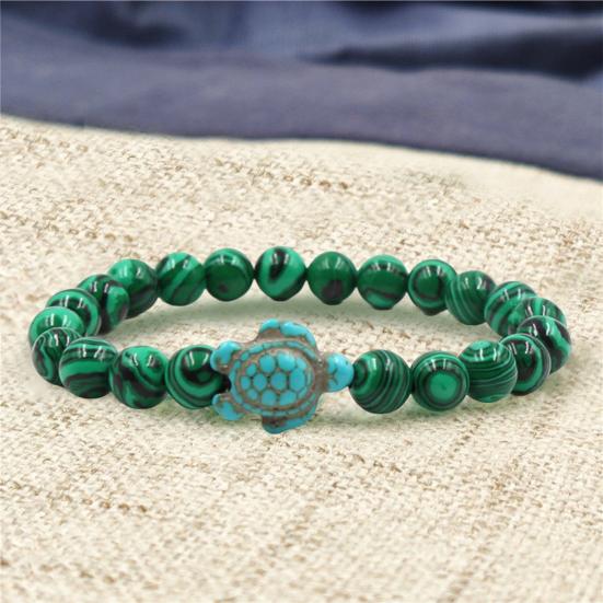 Beads Bracelet Sea Turtle Beaded Elastic Rope Adjustable Boho Decoration Valentines Day Gift Women Men 8mm Natural Faux Stone Friendship Bangle Dating