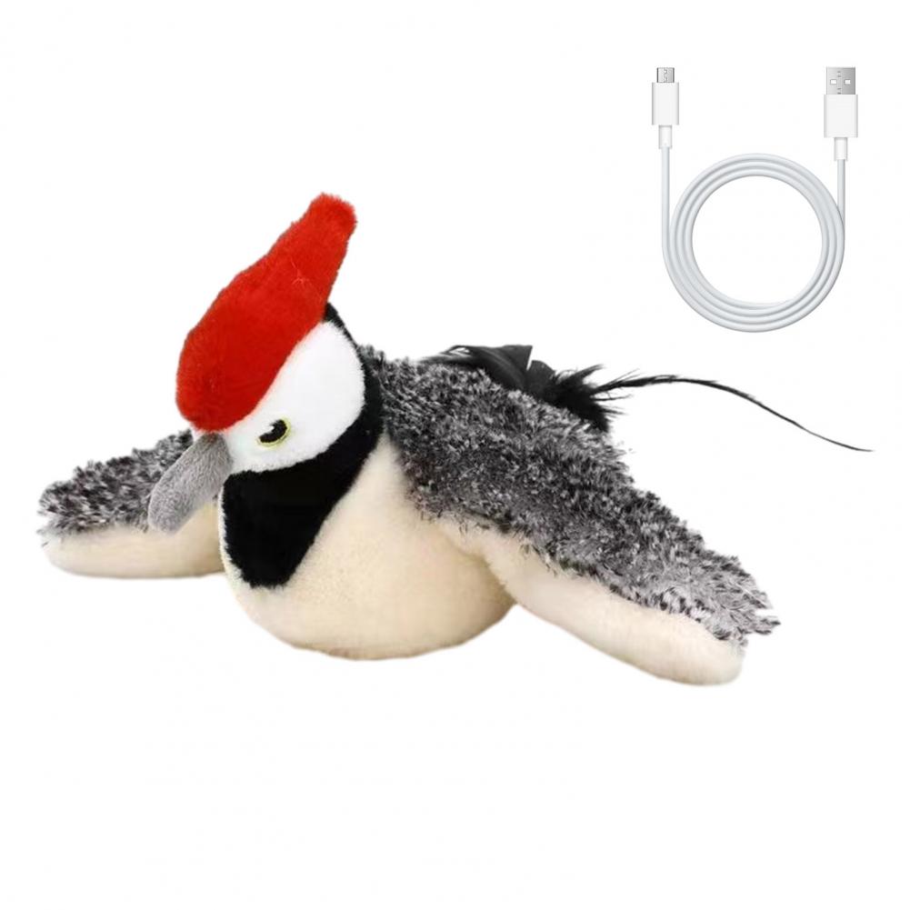 Flapping Bird Cat Toy Rechargeable Flapping Sparrow with Chirping Sounds Catnip Interactive Plush Bird Toy for Cats Play