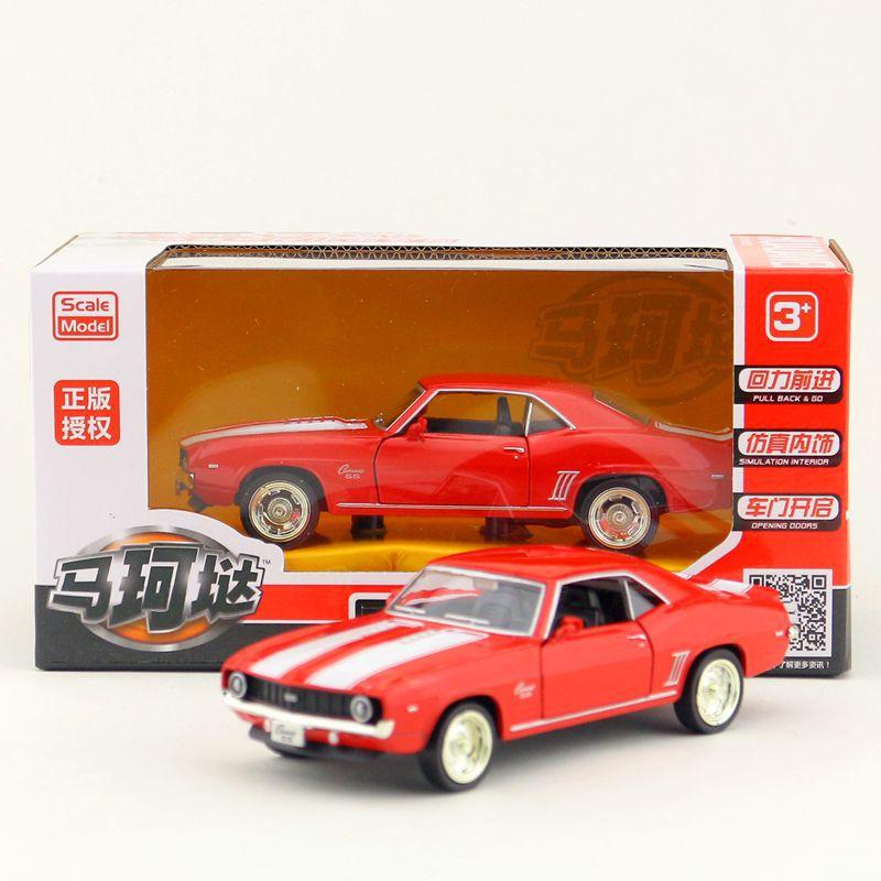 1/36 Scale Chevrolet Camaro SS 1969 Diecast Car Model Toy, Pull Back Toy Vehicle with Sound and Light for Kids Toddler Boys Girls Gift Collection