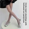 Hollowed Out Fishnet Hosiery Tights with Geometric Circle Pattern Aesthetic See Through Pantyhose Stockings for Women