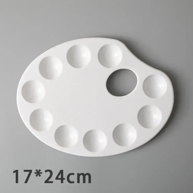 

10 Grid White Plastic Fish-shaped Art Board Gouache Palette Watercolor Acrylic Painting Supplies for Artist School Stationery 17x24cm