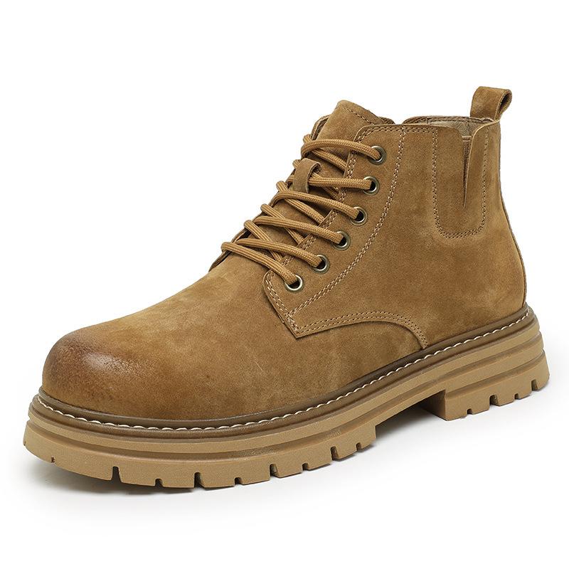 Autumn Leather Stream Martin Boots Men's Shoes Suede Casual Shoes Medium Top Short Boots Tooling Shoes