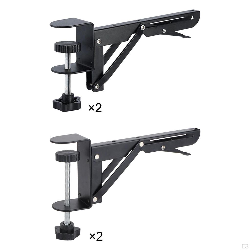 2 Pieces under Desk Keyboard Holder Foldable Brackets No Extendable C Clamp Adjustable Sturdy Steel