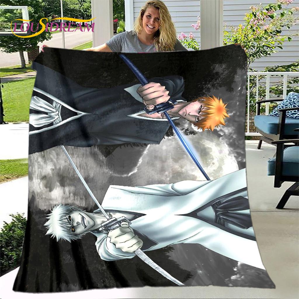 Japonské anime Bleach Kreslená měkká plyšová deka, flanelová deka přehoz na obývací pokoj ložnici postel pohovku piknikovou pokrývku pro děti