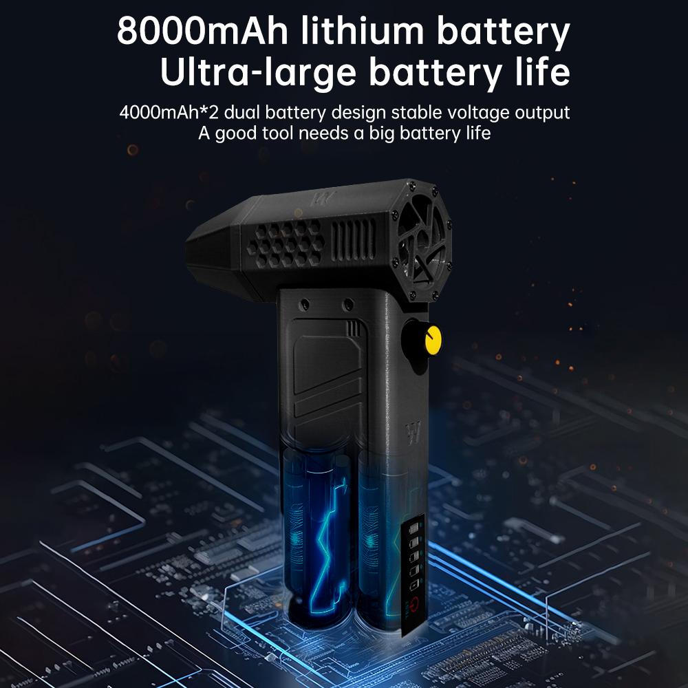 140,000 Turbo RPM Turbo Fan Infinitely Variable Brushless Motor 62m/s High-speed Handheld Violent Fan with Power Display