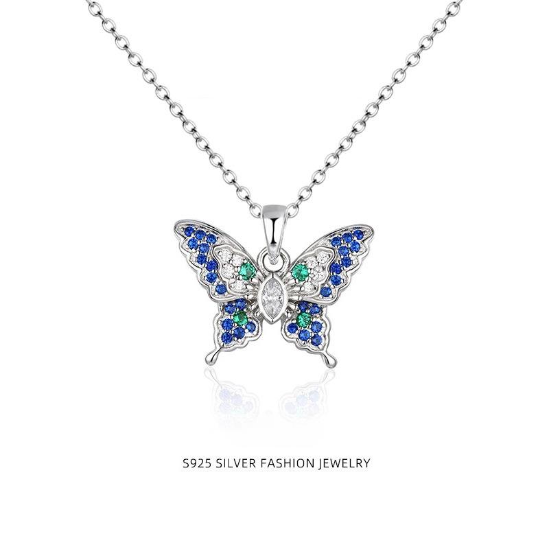925 Sterling Silver Butterfly Necklace Femininity Clavicle Chain
