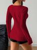 European & American Trendy Cable Knit Sweater, Slimming U-neck Button-up Pullover with Long Sleeves for Autumn.