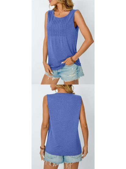 Women's Striped Sleeveless Loose Top - Round Neck, Spring/Summer Fashion