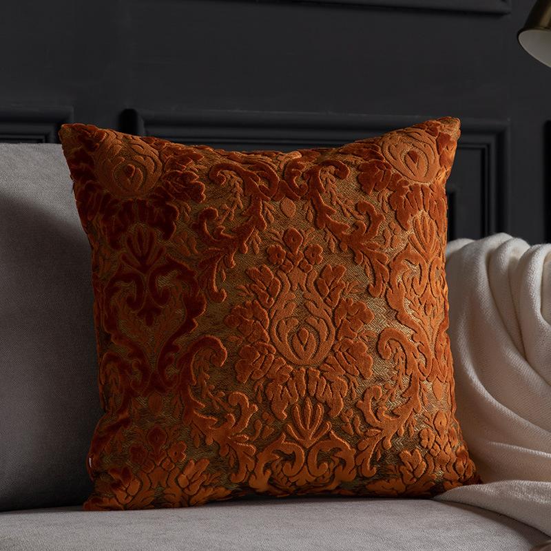 European Chenille Plush Cushion Cover Living Room Retro Plush Jacquard Pillowcase Villa Hotel Homestay Decoration Cover Office Chair Car Cushion Cover