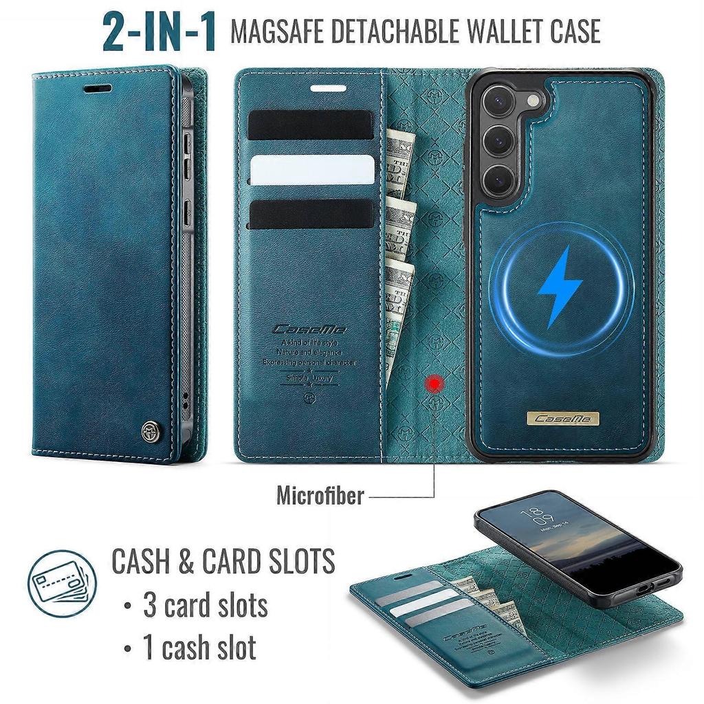 Compatible For Samsung Galaxy S23 Case CASEME C49 Compatible with MagSafe RFID Detachable Wallet Leather Phone Cover