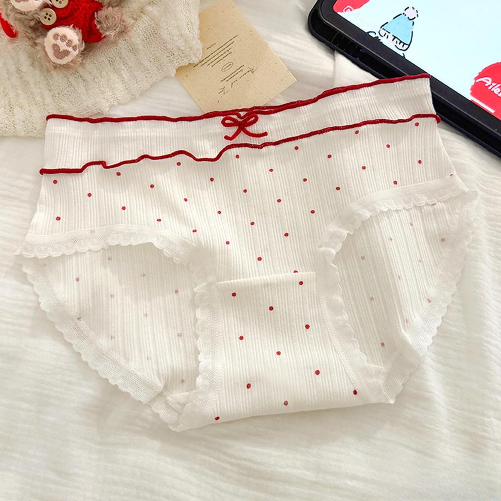 Women's Summer New Year Red Pure Cotton 10A Antibacterial Extension Crotch Triangle Briefs