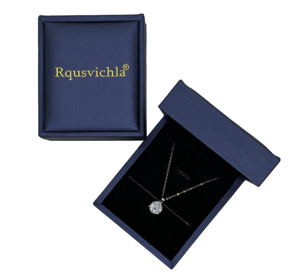 Halskette 3 Karat Großer Einzelner Starker Glanz Zirkonia 925 Silberkette Anhänger Halskette Verstellbare Länge Großer 3 Karat Kubischer [Rqusvichla] Diamantähnlich