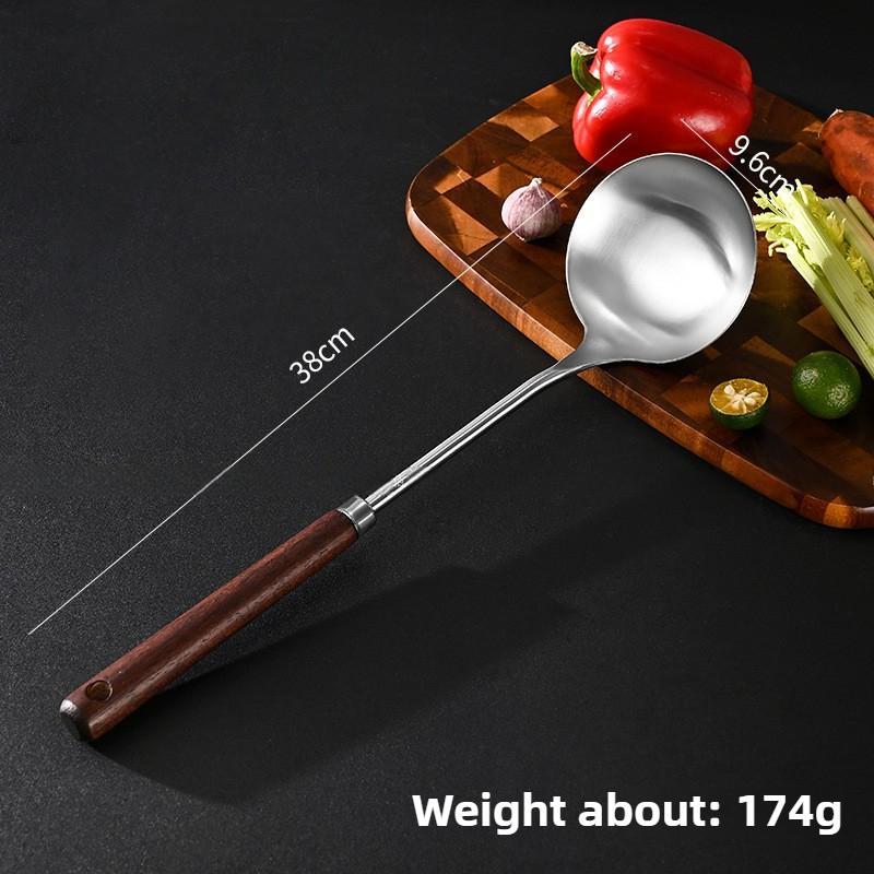 304 Stainless Steel Spatula Household Wooden Handle Utensils High Temperature Colander Shovel Kitchen Utensils Set Spoon Kitchen Utensils