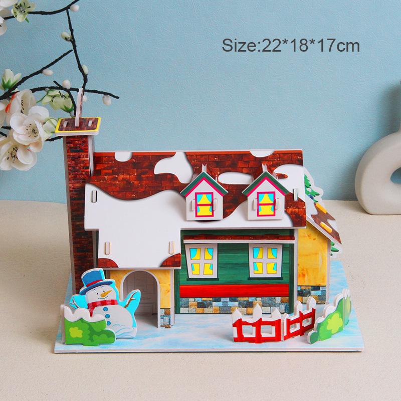 

Рождественский домик, модель поезда большего размера, 3D головоломка для детского сада, раннего образования, сделай сам, бумажная открытка ручной работы, головоломка для детей, подарок