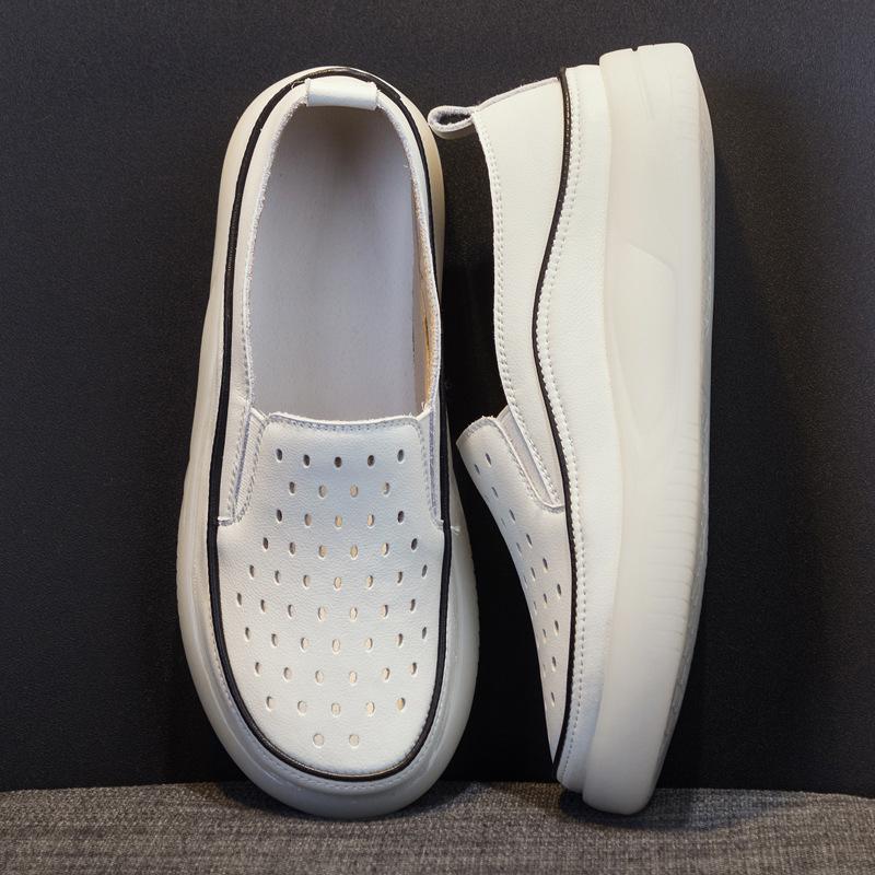 Fashion GKTINOO Women Sneakers Big Size 2025 Spring New Genuine Leather Loafers Hollow Out Women Casual Slip-On Women's Nurse Shoes