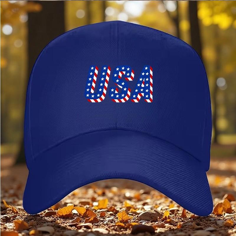 USA Flag Print Baseball Cap Adjustable Polyester Sunshade Hat For Unisex Women