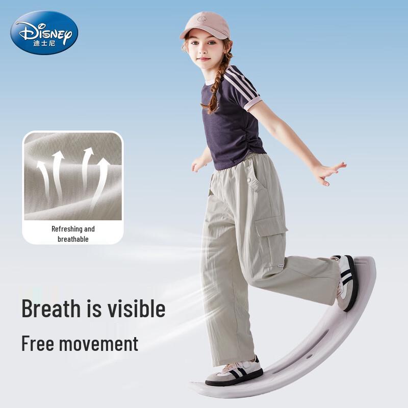 Disney Girls  Summer Breathable Wide-Leg Cargo Pants 170