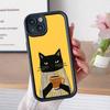 Cute Coffee Cat Thicken TPU Mobile Phone Case for iPhone 17 16 15 14 13 12 11 Air Pro Max Plus Colorful Cover