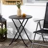 Garden table, Round, Foldable, For 2 people, Wood look, Steel+Plastic. Dark gray, 60 x 60 x 73 cm