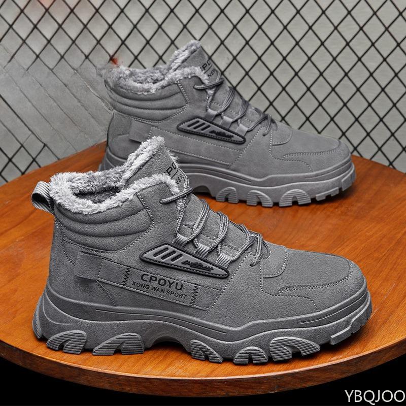 

Fashionable Versatile Workwear High Top Men s Shoes Autumn Winter New Men s Cotton Shoes Warm Casual Anti Slip Snow Boots 39 серый