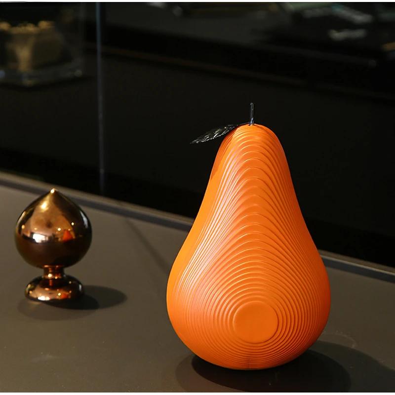 High-End Linie Apfel Birne Harz Handwerk Schwarz Weiß Dekoration Kreativ Wohnzimmer Arbeitsplatten Obst Skulptur Heimdekor Geschenk