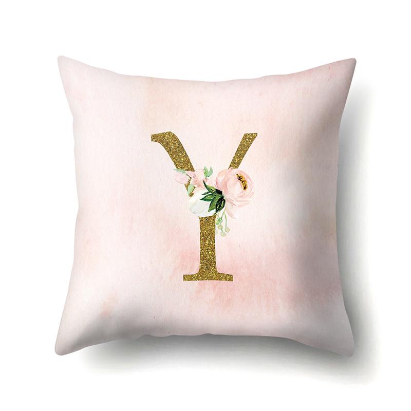 Polyester Pillowcase Home Fantasy Watercolor Print Pillowcase 26 English Letter Cushion Cover