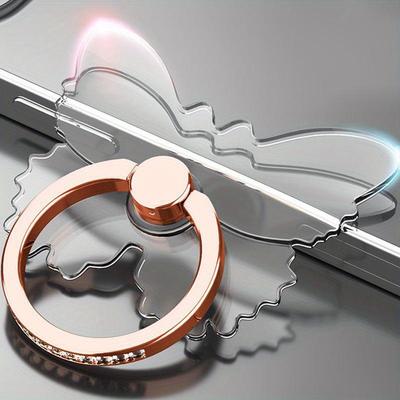 Transparent Butterfly Cell Phone Ring Holder Stand 360°Degree Rotation Clear Finger Grip Kickstand Compatible iPhone Xiaomi Phone Accessories