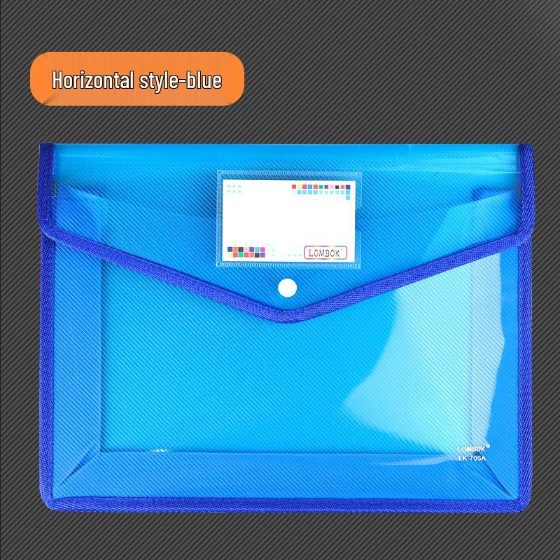 Transparent A4 Thickened Snap Button File Bag - Large Capacity Student Storage and Document Organizer
