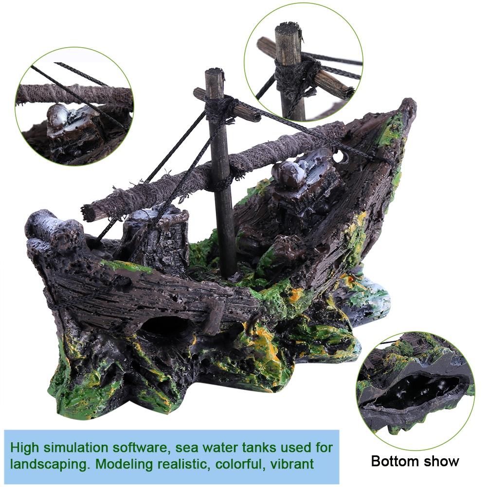 Artificial  Resin Water Aquarium Ornament Boat Aquarium Fish Tank Landscaping Decor