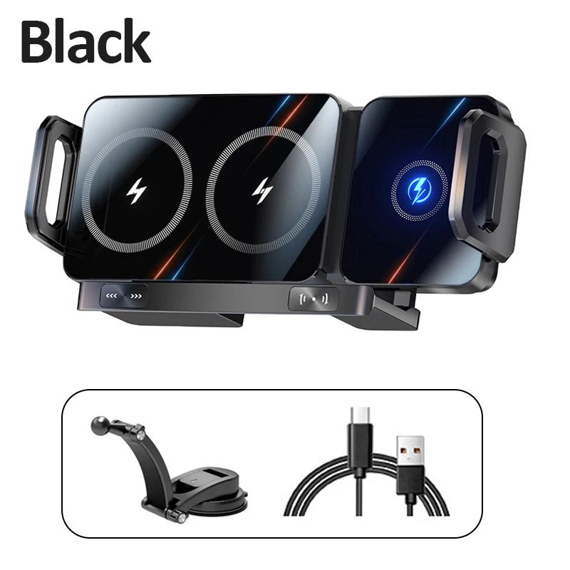 Dual Coil Fold Screen Car Wireless Charger Station For Samsung Galaxy Z Fold 6 5 4 3 iPhone 16~12 Pro Max Fast Charging Stand